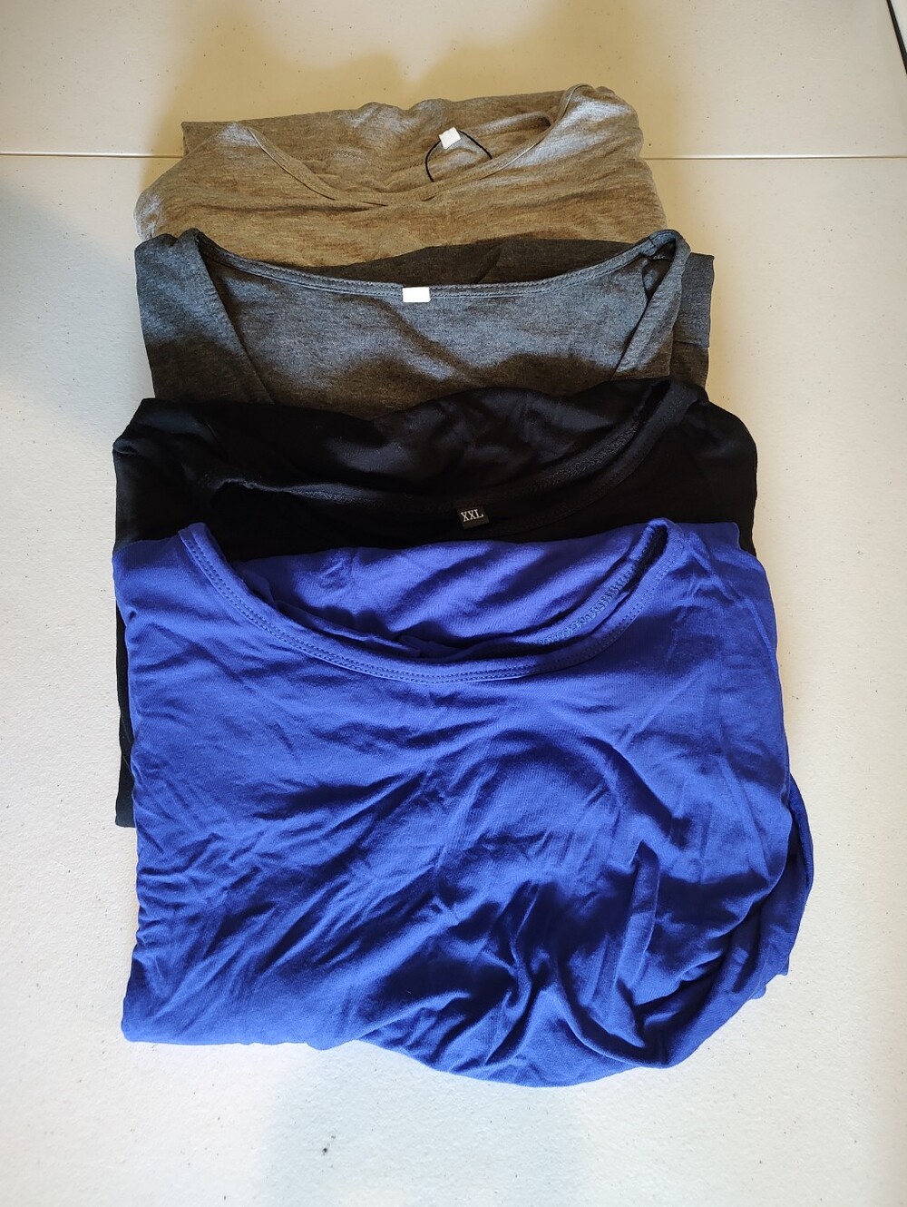 Lot of 4 Nursing Tops 2XL Short Sleeve Maternity Shirts Black Blue Gray Bundle